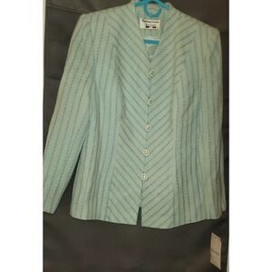 Vintage Dancing Queen Versalle Blue Striped Teal Blazer New With Tags Sz 42EU